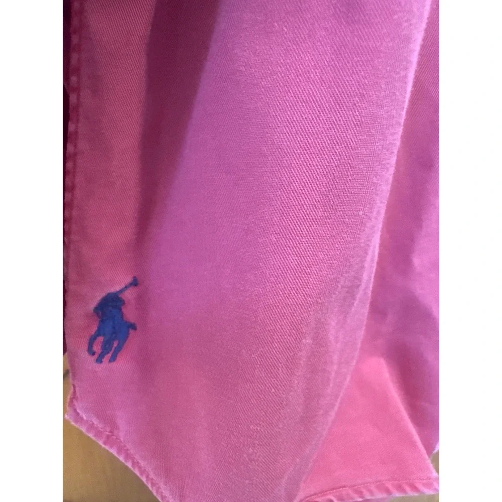 Polo Ralph Lauren Big Shirt Mens Large Pink Cotton Long Sleeve Button Down Logo